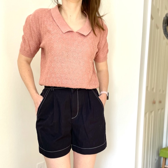 Vintage High Rise Pleated Shorts Ellen Tracy Company Black Vintage Shorts - Picture 2 of 8